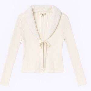 Ultra Flirt Cream Cardigan with Faux Fur Trim